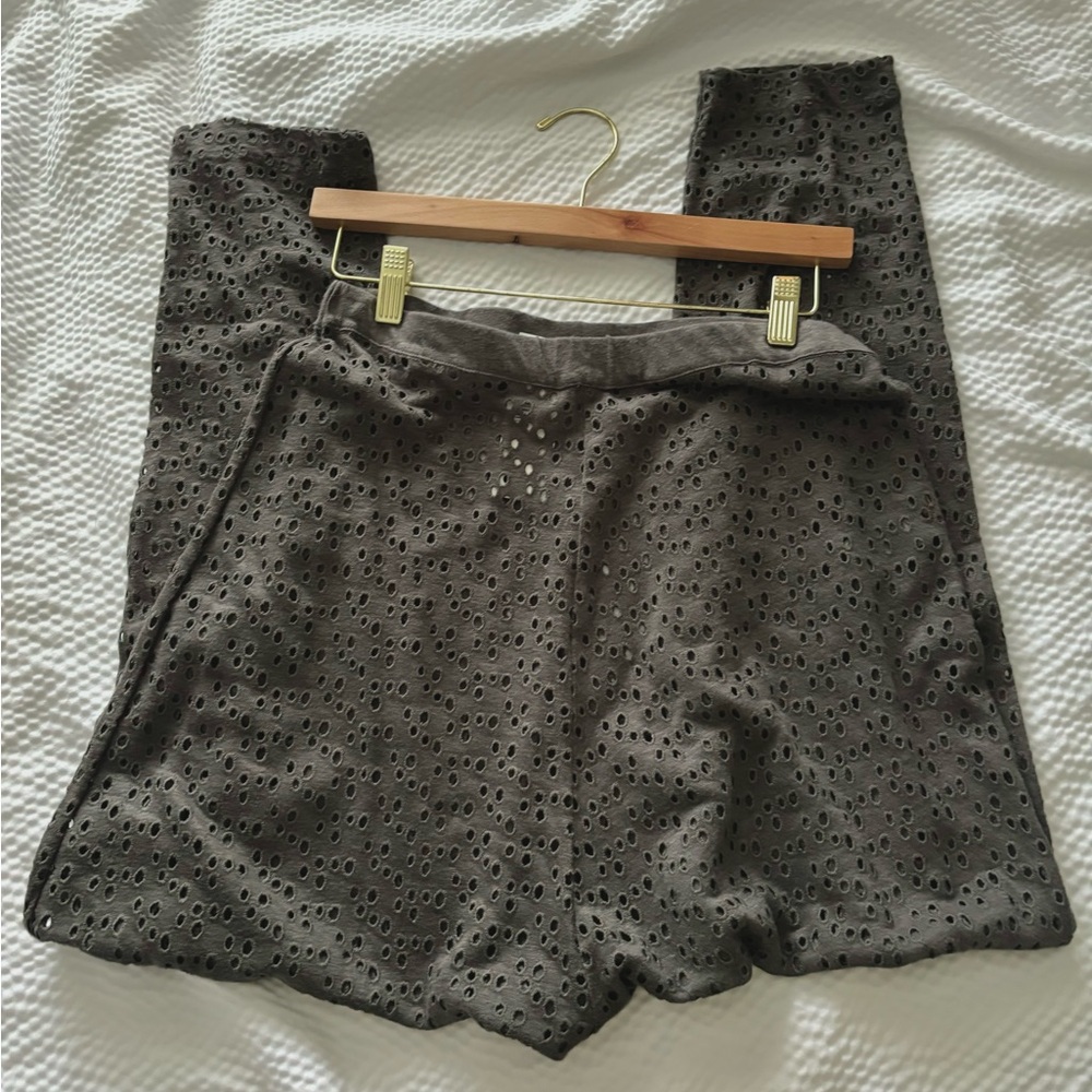 Majestic Filatures Olive Linen Eyelett Harem pants
